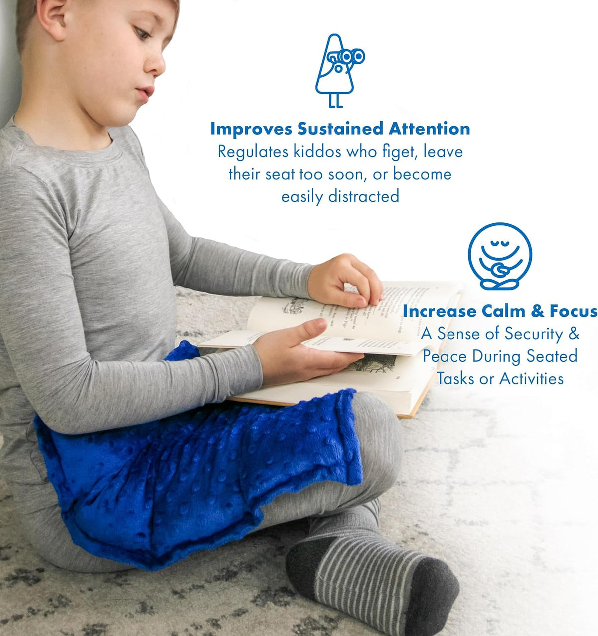 Harkla Weighted Lap Pad for Kids, Deep Blue, 5lb