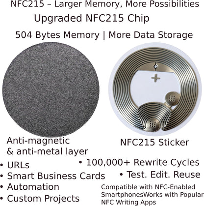 DAMILA NTAG215 Anti-Metal NFC Tags with Holographic Labels