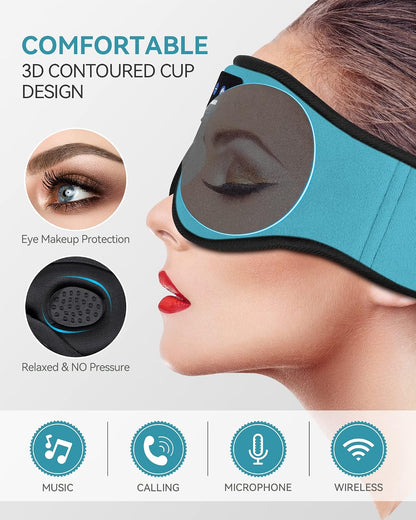 MUSICOZY Sleep Headphones, Bluetooth 5.4 Sleep Mask Headband Headphones Sleeping Eye Mask, Wireless Music Earbuds Earphones with HD Stereo Speakers for Side Sleepers, Cool Gadgets Unique Gift