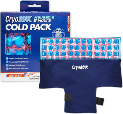 Cryo-Max Cold Pack, 8 Hour Reusable Cold Therapy Ice Pack for Elbows, Knees, Neck + More, Medium, 6" x 12" (1 Count)