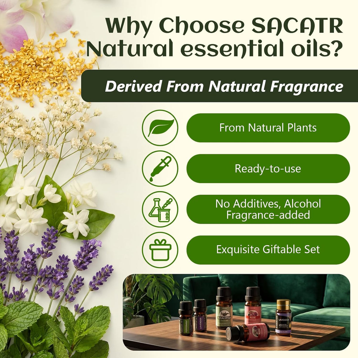 SACATR 60 Pcs Natural Essential Oil Sets,Fragrance Oil Scent (60 * 10ML)