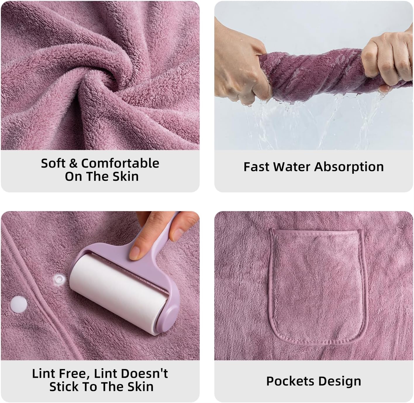 Towel Wrap for Women, Women'S Soft Wrap Towel Full Length，Bath Robe After Shower Female Plush Long，Spa Bathrobes Lightweight