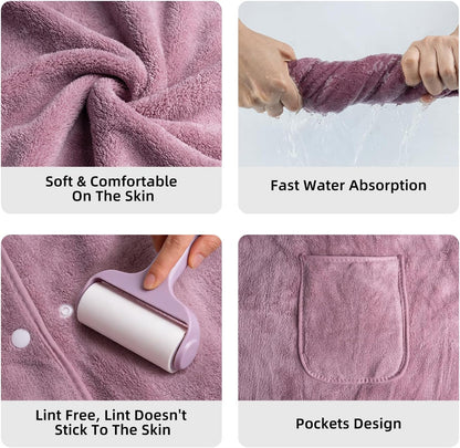 Towel Wrap for Women, Women'S Soft Wrap Towel Full Length，Bath Robe After Shower Female Plush Long，Spa Bathrobes Lightweight