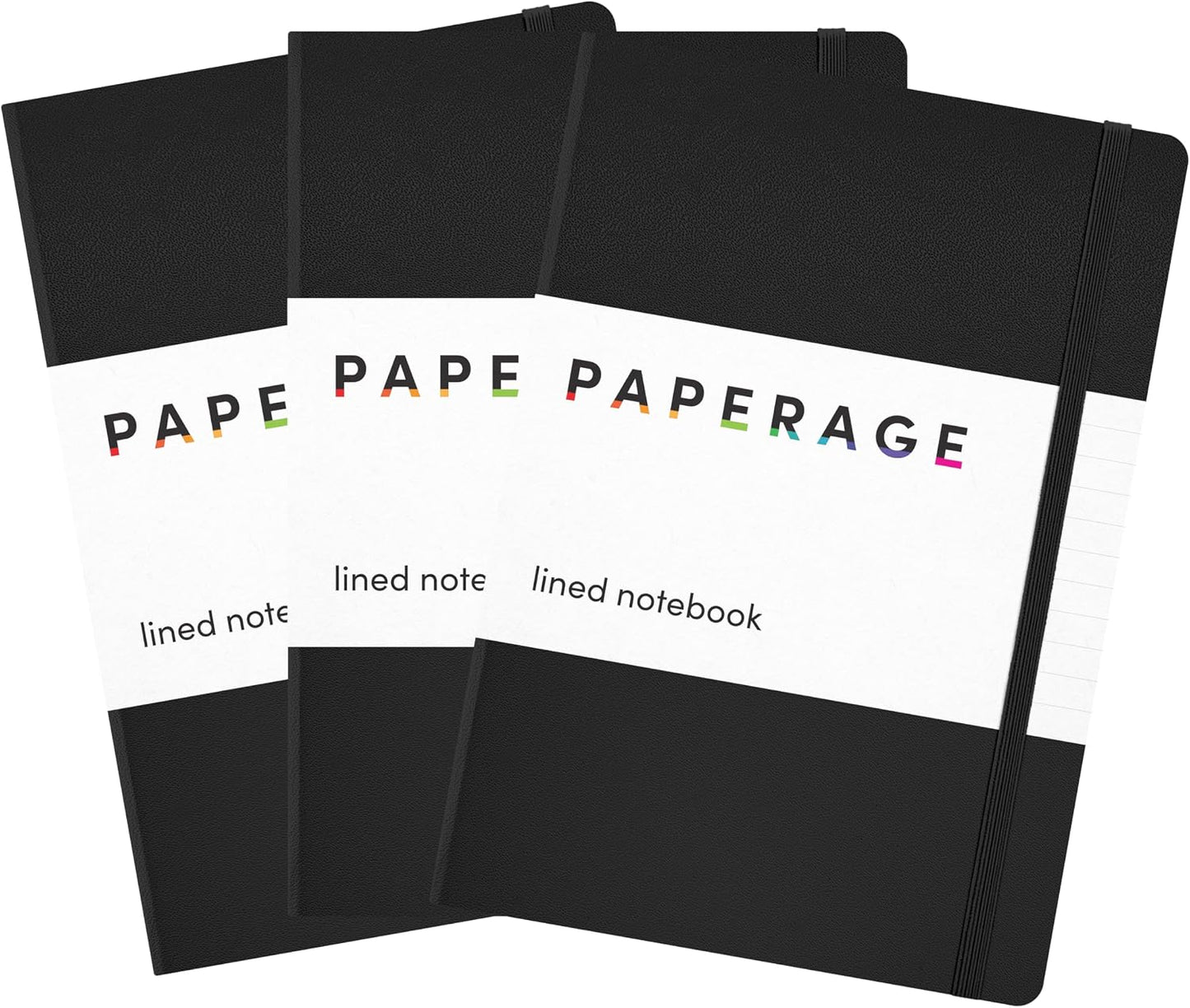 PAPERAGE Lined Journal Notebook, Hardcover Journal for Women & Men, 160 Pages, (5.6 in x 8 in), College Ruled Journaling Notebook for Work, School Supplies & Note Taking, (Black)
