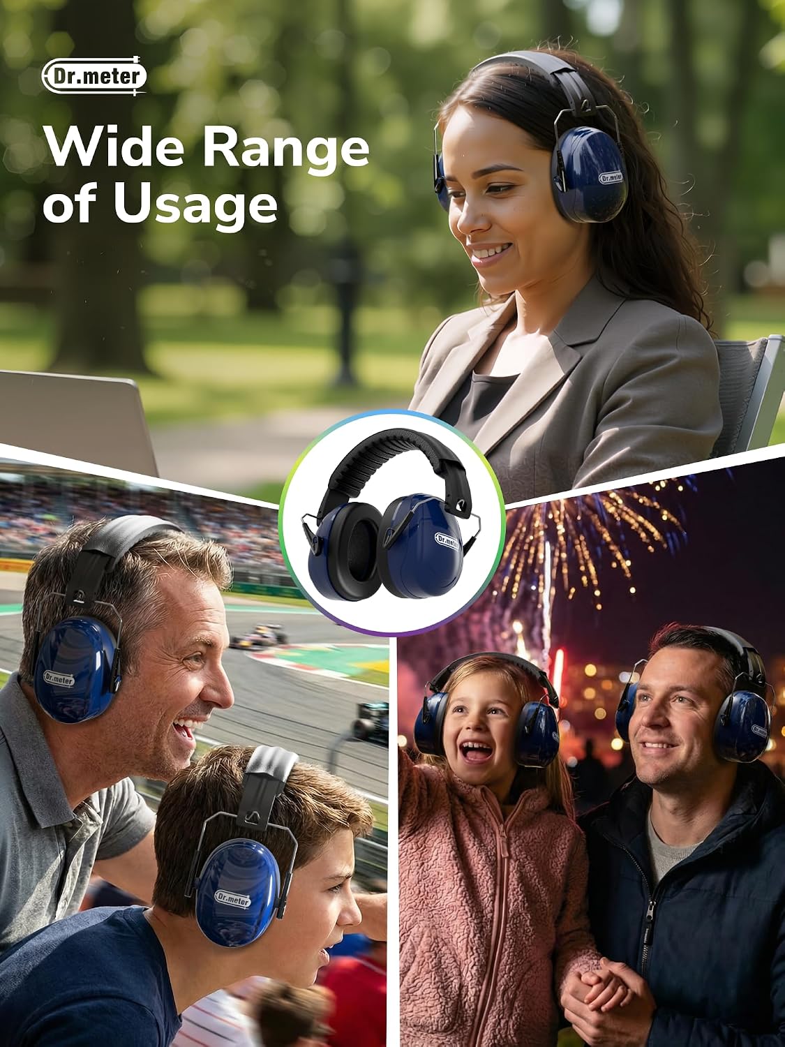 Dr.meter Ear Protection Ear Muffs, Noise Cancelling Headphones for Adults Kids 31dB Earmuffs for Noise Reduction, Hearing Protection for Shooting Gun Range, Mowing, Monster Jam, Sensory, Fireworks