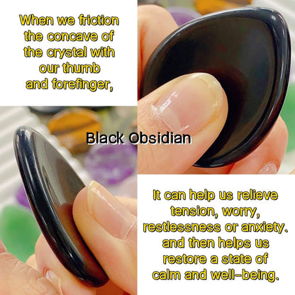 2PCS Worry Stone for Anxiety Tigers Eye Amethyst Healing Crystals Hand Thumb Stones Pocket Gemstones Meditation Accessories Oval Crystal Natural Relax Palm Stone Anxiety Relief Items Stocking Stuffers