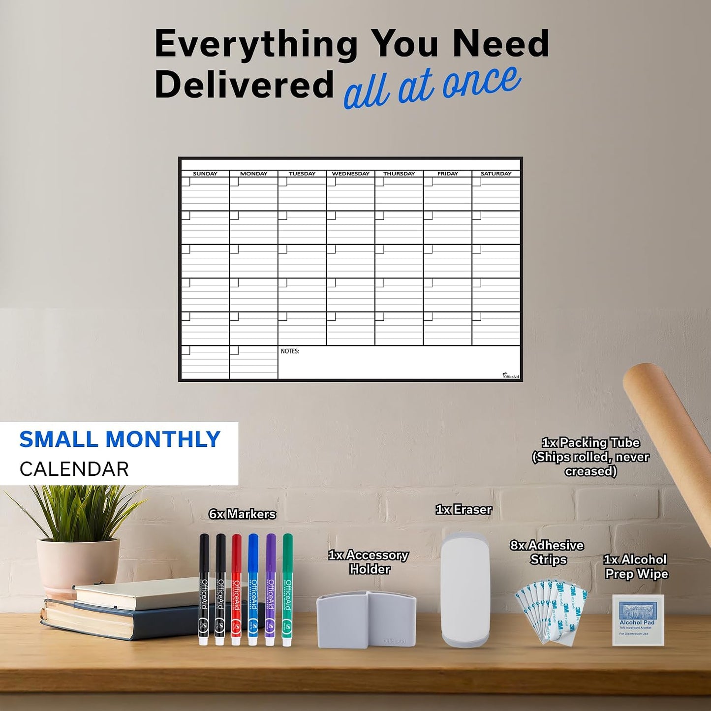 Large Dry Erase Calendar for Wall 36x48, Big Classroom Giant Month, Undated Reusable Family Monthly, Rolled Whiteboard White Board, Calendar Dry Erase Planner for Wall Erasable Large Office 48x36