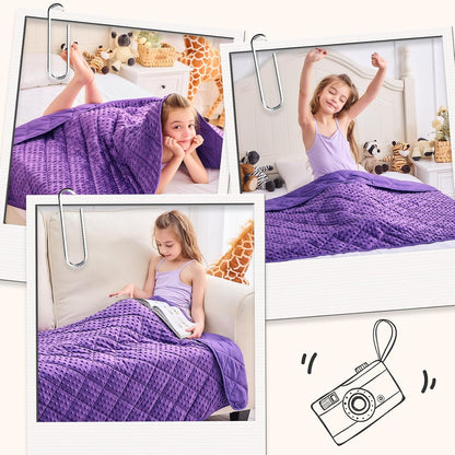 yescool Weighted Lap Pad 2 lb Blue Small Lap Blanket, Weighted Lap Blanket Cooling Heating Weighted Throw Blankets, Minky Blankets Gifts for Travel Outdoor Indoor, 20 * 30in