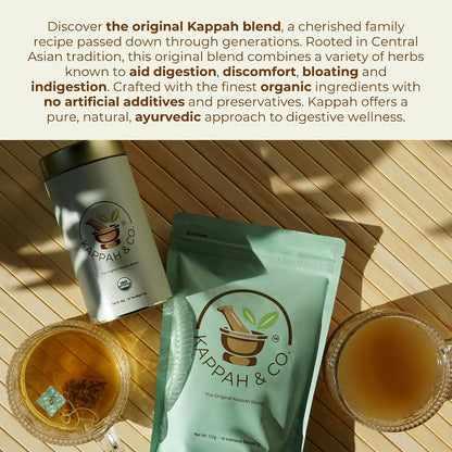 Kappah Organic Fennel Tea Bags and Powder Sachets - Supports Digestion and Reduces Bloating - Caffeine Free Stomach Ease Herbal Tea - Real Ground Herbs - No Fillers