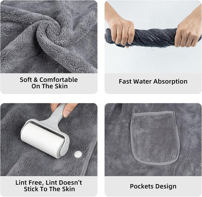 Towel Wrap for Women, Women'S Soft Wrap Towel Full Length，Bath Robe After Shower Female Plush Long，Spa Bathrobes Lightweight