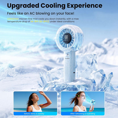 HandFan Upgraded Misting Fan with LED Display – Extreme Cooling Portable Handheld Fan with Water Mist Spray, 50% Stronger Airflow & Quieter, USB Rechargeable for Travel/Park/Disney/Beach/Concert/Game