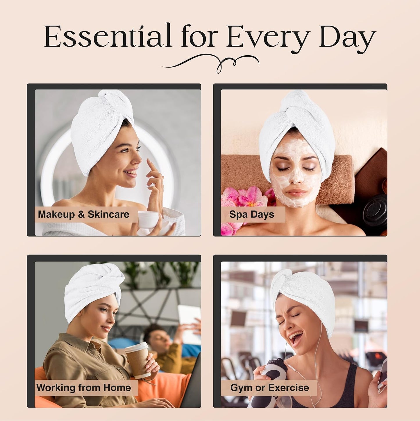 Lili&James 100% Cotton Hair Towel Wrap for Women & Kids – 420 GSM Quick Dry Hair Turban with Double Button Loop, Anti Frizz Non Microfiber Hair Drying Towel for Curly, Long & Thick Hair (Lilac)