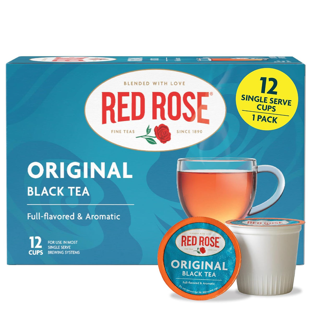 Red Rose Original Black Tea K-Cups, Strong Full Flavor, 12 count
