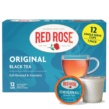 Red Rose Original Black Tea K-Cups, Strong Full Flavor, 12 count