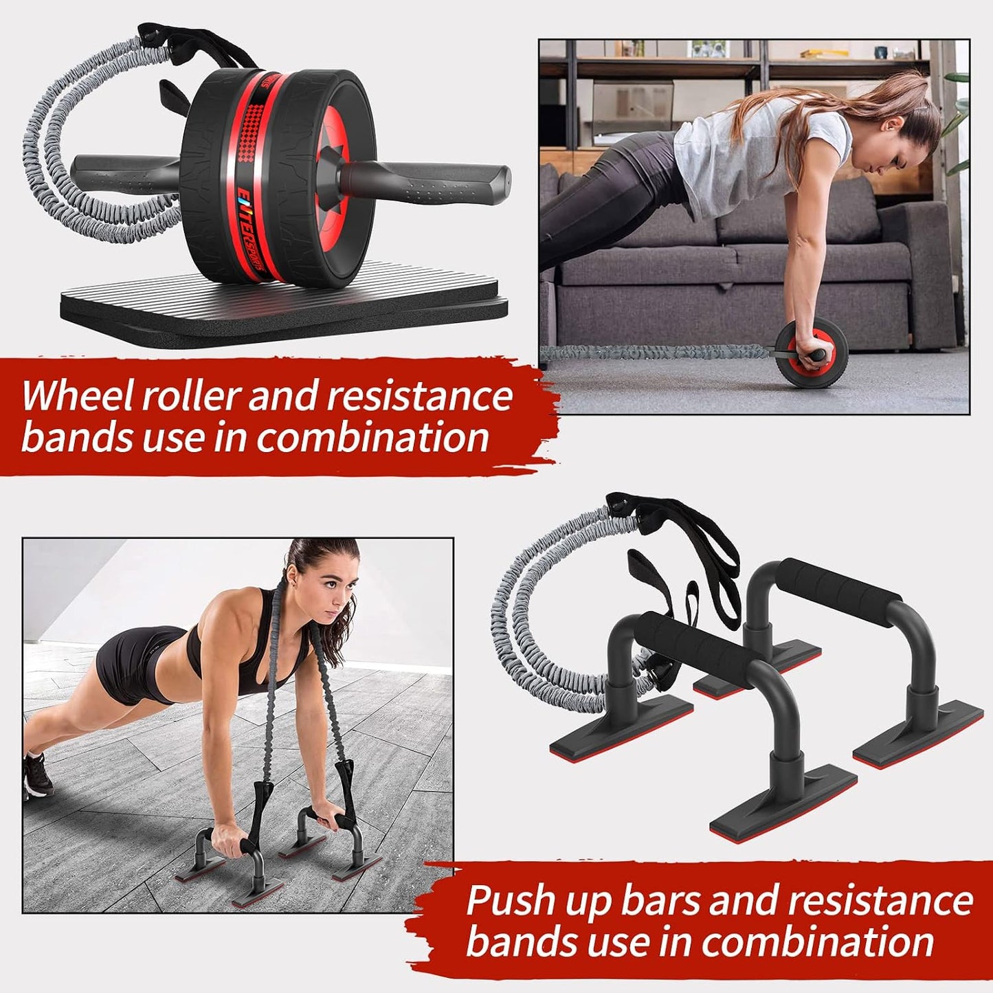 Ab Roller Wheel for Abs Workout - Abdominal Exercise Equipment with 2 Knee Pads for Home Gym, Core Strength Training, Fitness Equipment for Men & Women
