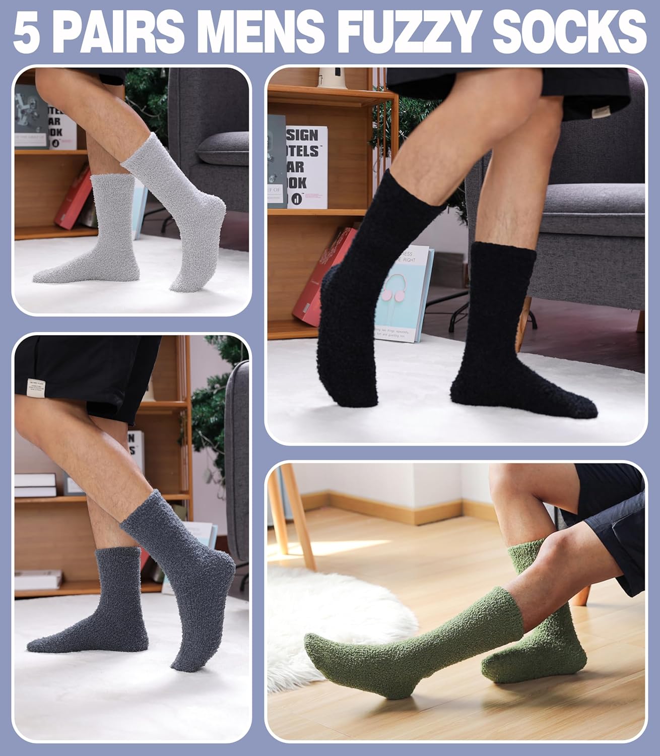 MQELONG Fuzzy Socks for Men & Women Cozy Fluffy Winter Warm Slipper Socks Microfiber Soft Home Sleeping Socks