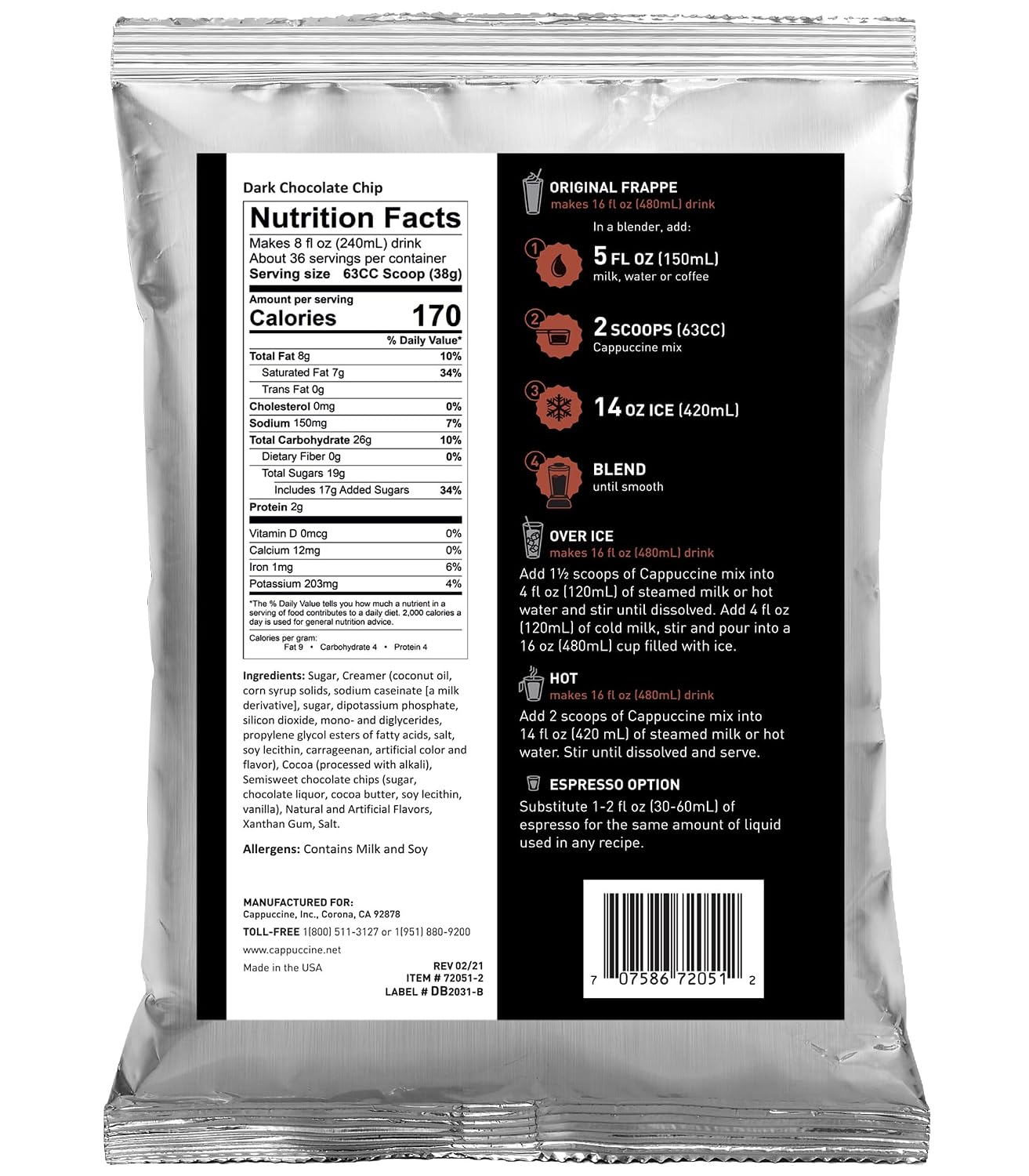 Cappuccine Sweetened Matcha Green Tea, 3 Pounds