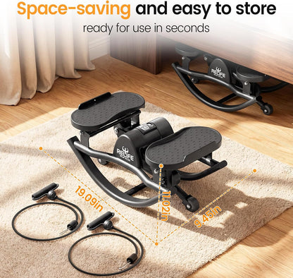 RELIFE REBUILD YOUR LIFE Rock Stepper Side to Side Rocking Fitness Stepper, Low-Impact Balance Board with Resistance Bands,Non-Slip Base for Full Body Workout, Fitness Machine Equipment at Home