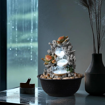 Indoor Tabletop Dolphin Water Fountain with LED Light – Ocean Theme Desk Decor and River Rocks, Relaxing Sound Machine for Sleep & Office, Zen Home Décor Gift for Women, Living Room Decoration
