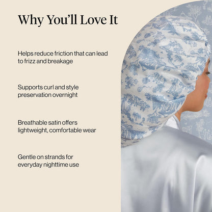 Kitsch XL Satin Bonnet for Sleeping - Softer Than Silk Bonnet For Sleeping Women - Secure Fit, Adjustable, Night Cap For Curly & Textured Hair - Prevents Breakage, Tangles & Thinning - Blush