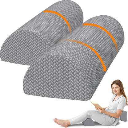 SweetSlubr Knee Pillow for Side Sleepers, Half Moon Memory Foam Bolster Pillow for Legs, Ergonomic Design Wedge Elevation Pillow for Side & Back Sleeping, Under Knee Support, Foot, Ankle, Lumbar,White