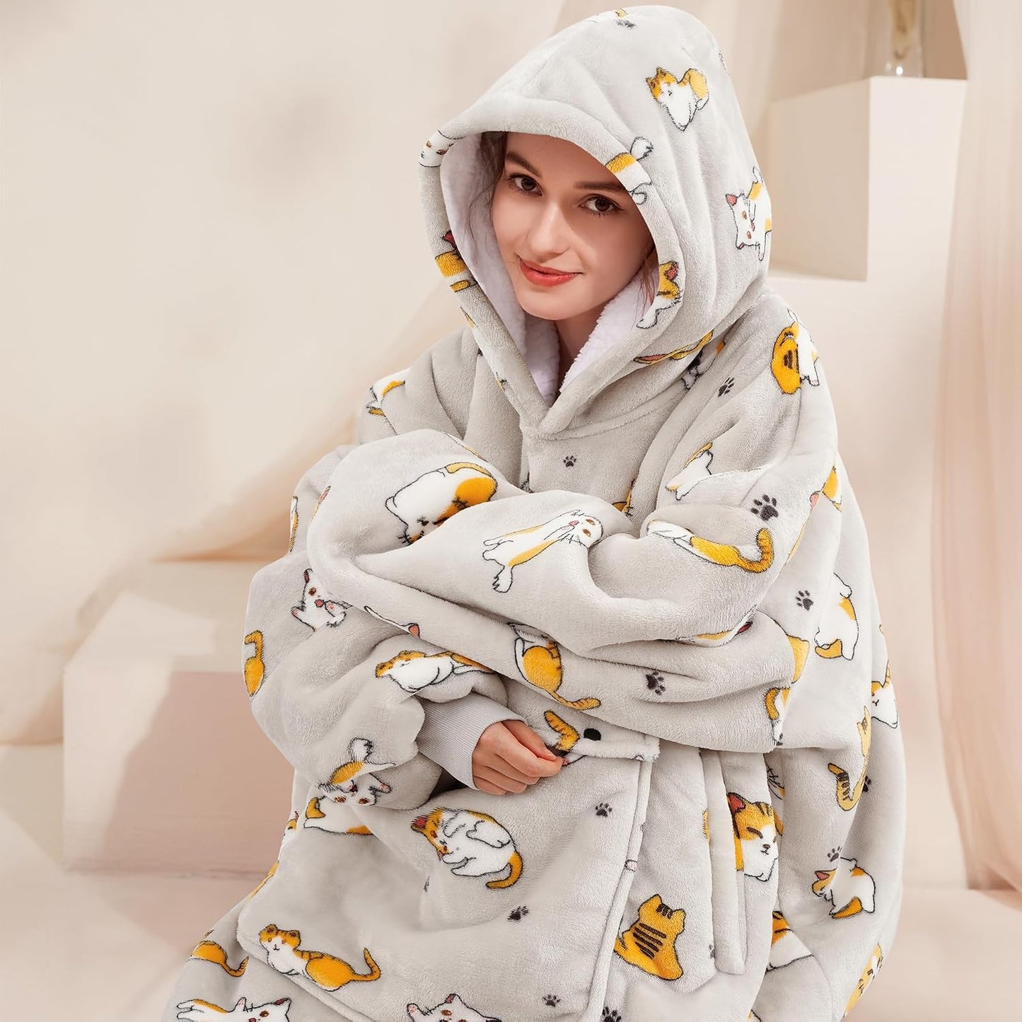 Narecte Cozy Oversized Blanket Hoodie Wearable Blanket Adults Soft Hooded Blanket Hoodie Birthday Gifts for Women Christmas - Colors B