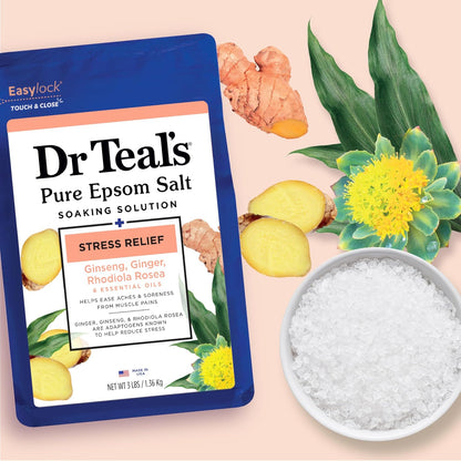 Dr Teal's Epsom Salt Magnesium Soak, Stress Relief with Essential Oils, 3 lbs