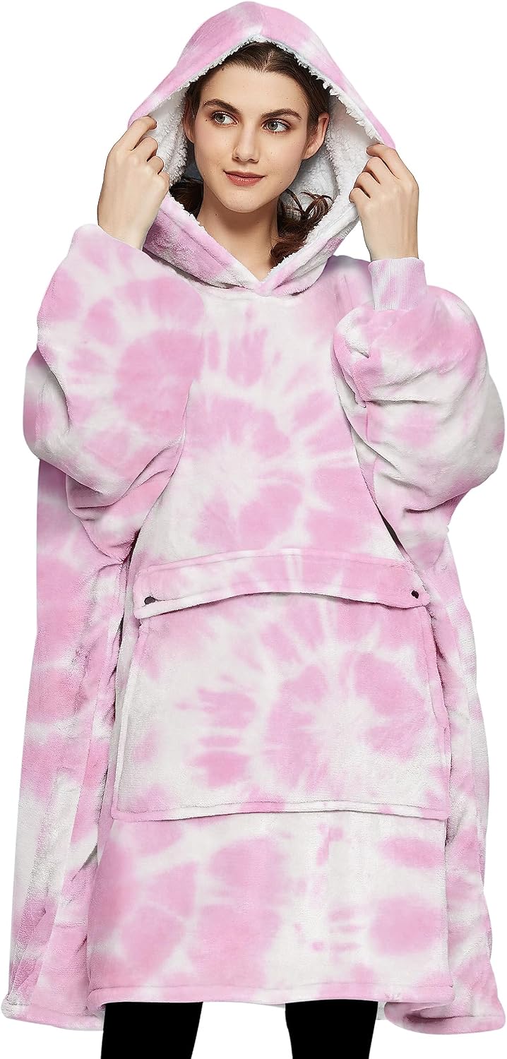 KFUBUO Wearable Blanket Hoodie for Adults Sherpa All Patterns Cat Oversized Sweatshirt Blanket with Pockets for Women