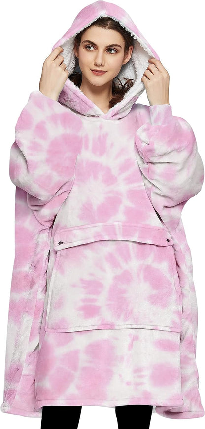 KFUBUO Wearable Blanket Hoodie for Adults Sherpa All Patterns Cat Oversized Sweatshirt Blanket with Pockets for Women