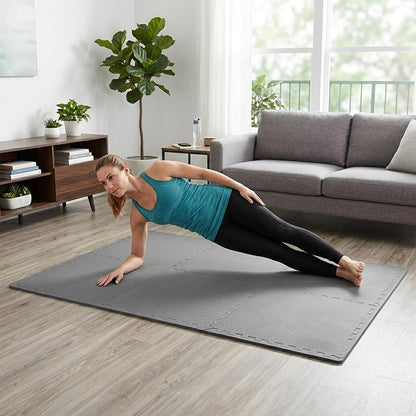 BalanceFrom Puzzle Exercise Mat 1/2" Thick, EVA Interlocking Foam Floor | Tiles for Home Gym, Mat for Home Workout Equipment, Floor Padding for Kids, Black, 24 in x 24 in x 1/2 in, 144 Sq Ft-36 Tiles