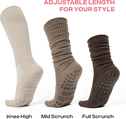 COOLMATE Pilates Socks with Grips for Women, Yoga Socks, Crew Non Slip Women for Barre, Pilates Gifts for Women - Colors A