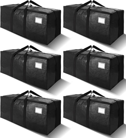 VELVETSURE Heavy Duty Extra Large Moving Bags W/Backpack Straps - Strong Handles & Zippers, Storage Totes For Space Saving, Fold Flat, Alternative to Box and Bin (Set of 6, Multicolor)