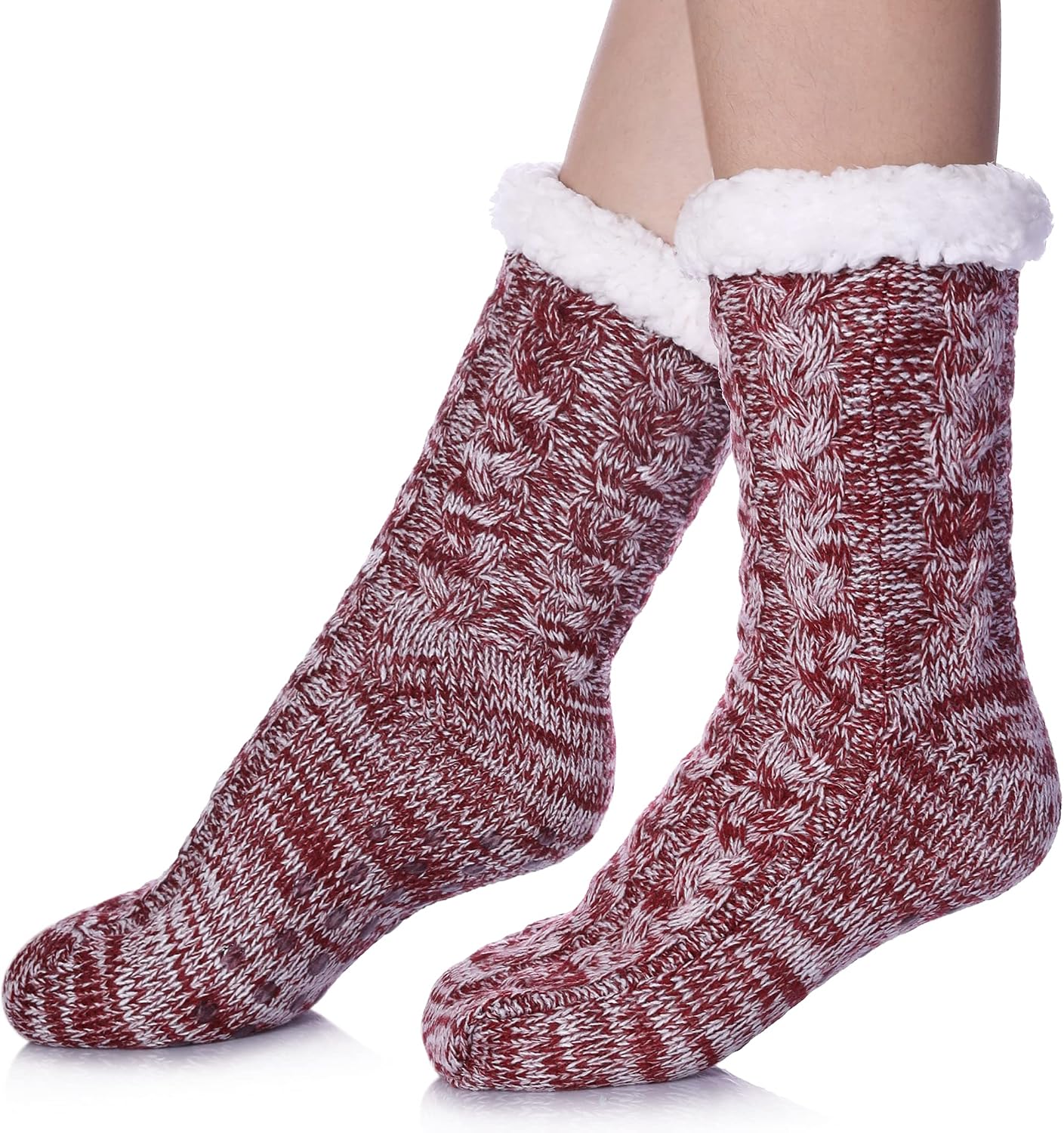 SDBING Women's Winter Super Soft Warm Cozy Fleece Lined Fuzzy Slipper Socks with Grippers