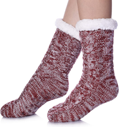 SDBING Women's Winter Super Soft Warm Cozy Fleece Lined Fuzzy Slipper Socks with Grippers