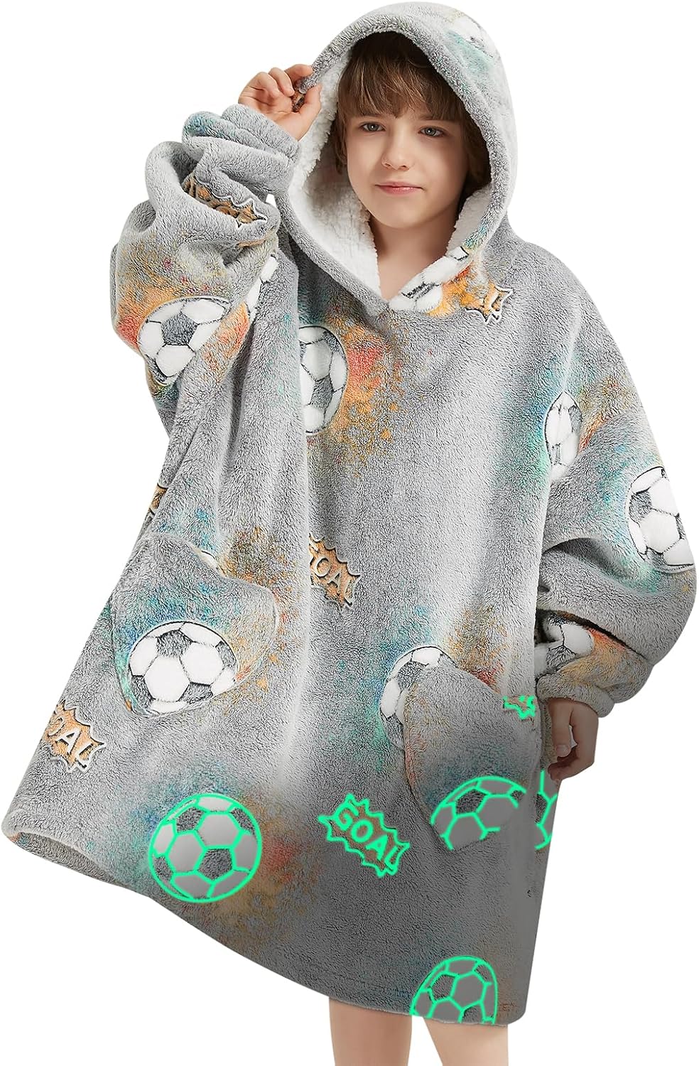 Fiosnow Glow in the Dark Unicorn Blanket Hoodies for Kids 6-13YR Oversize Wearable Blanket Hoodies for Boys Girls Teens