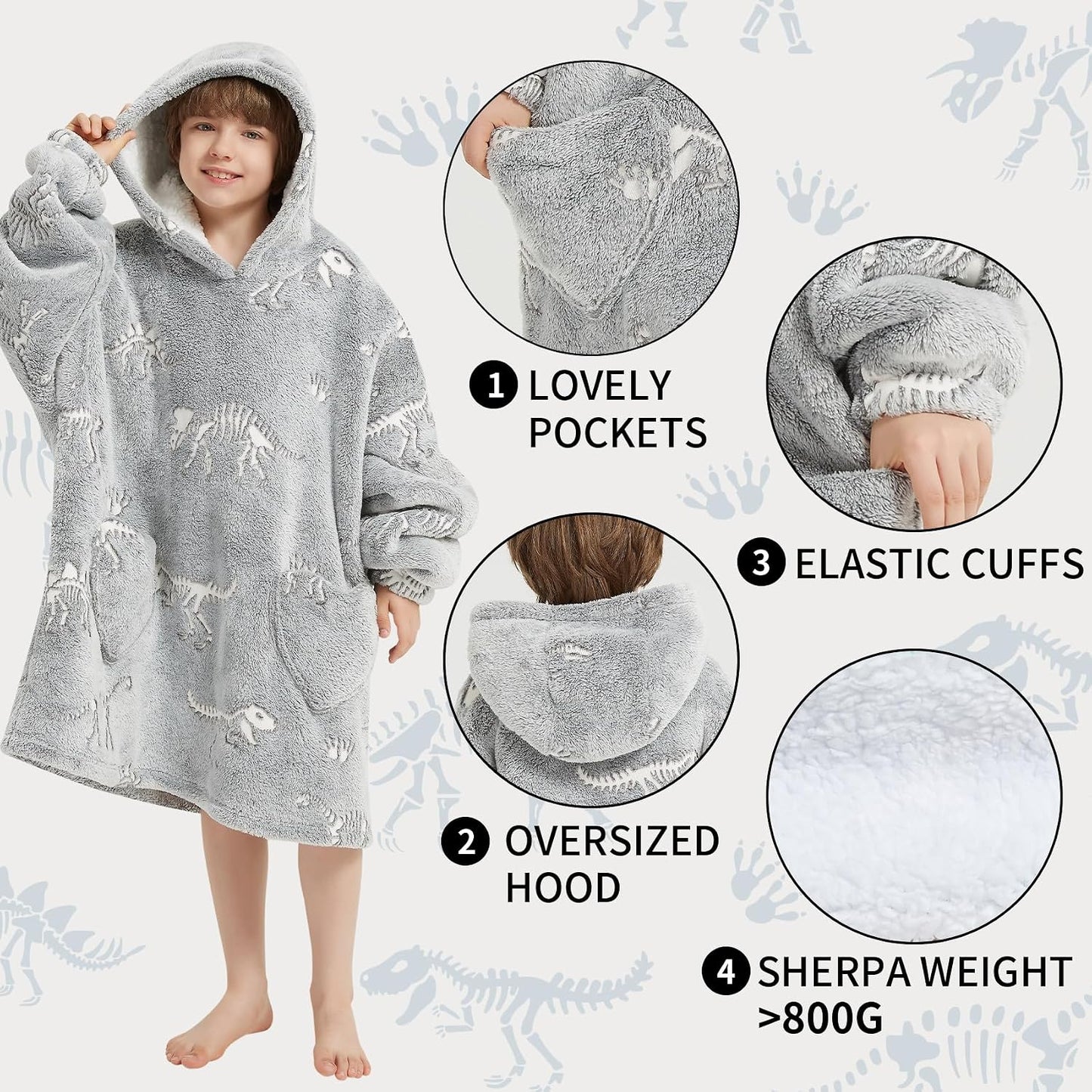 Fiosnow Glow in the Dark Unicorn Blanket Hoodies for Kids 6-13YR Oversize Wearable Blanket Hoodies for Boys Girls Teens