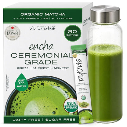 Encha Matcha - Ceremonial Grade Matcha Powder, Organic First Harvest Japanese Green Tea Powder, Tea From Uji, Japan (30g/1.06oz)