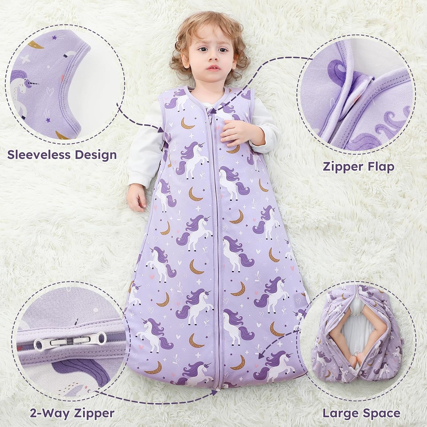 Yoofoss Baby Sleep Sack Baby Wearable Blanket 100% Cotton 2-Way Zipper Toddler Sleeping Sack