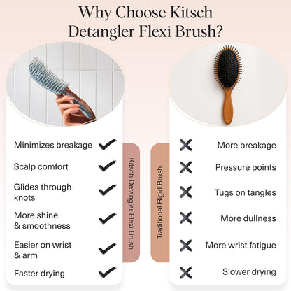 Kitsch Hair Brush Detangler – Flexi Flow Hair Brush for Women, Men & Kids | Detangling Brushes for Curly Hair with Bendable Frame, Bounce Curl Defining Brush for Wet or Dry Strands - Soft Violet