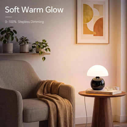 Dawnwake Mushroom Lamp Table Lamp for Bedroom-Small Desk Table Lamps,White