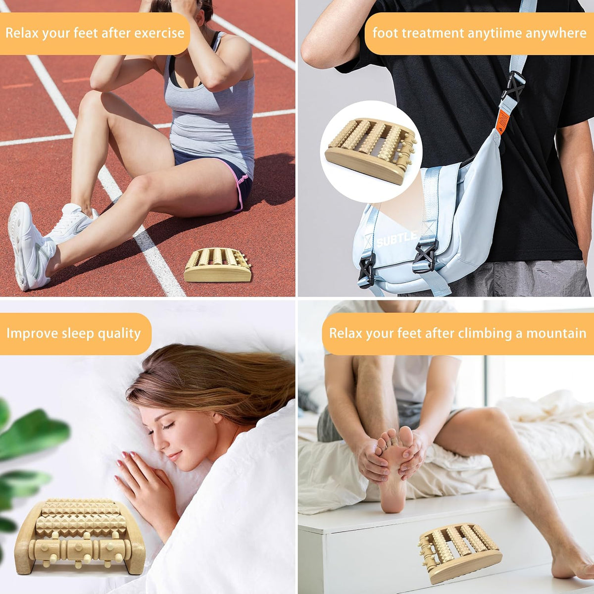 Foot Massager Roller (One Foot). Plantar Fasciitis & Pain Relief. Shiatsu & Acupressure Reflexology Tool, Myofascial Release, Trigger Point Acupuncture. (5.55x4.57x1.77 inch)