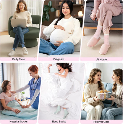 Bulinlulu Fuzzy Socks with Grips Plush Sleep Cozy Winter Soft Hospital Fluffy Socks for Womens Mens Gifts