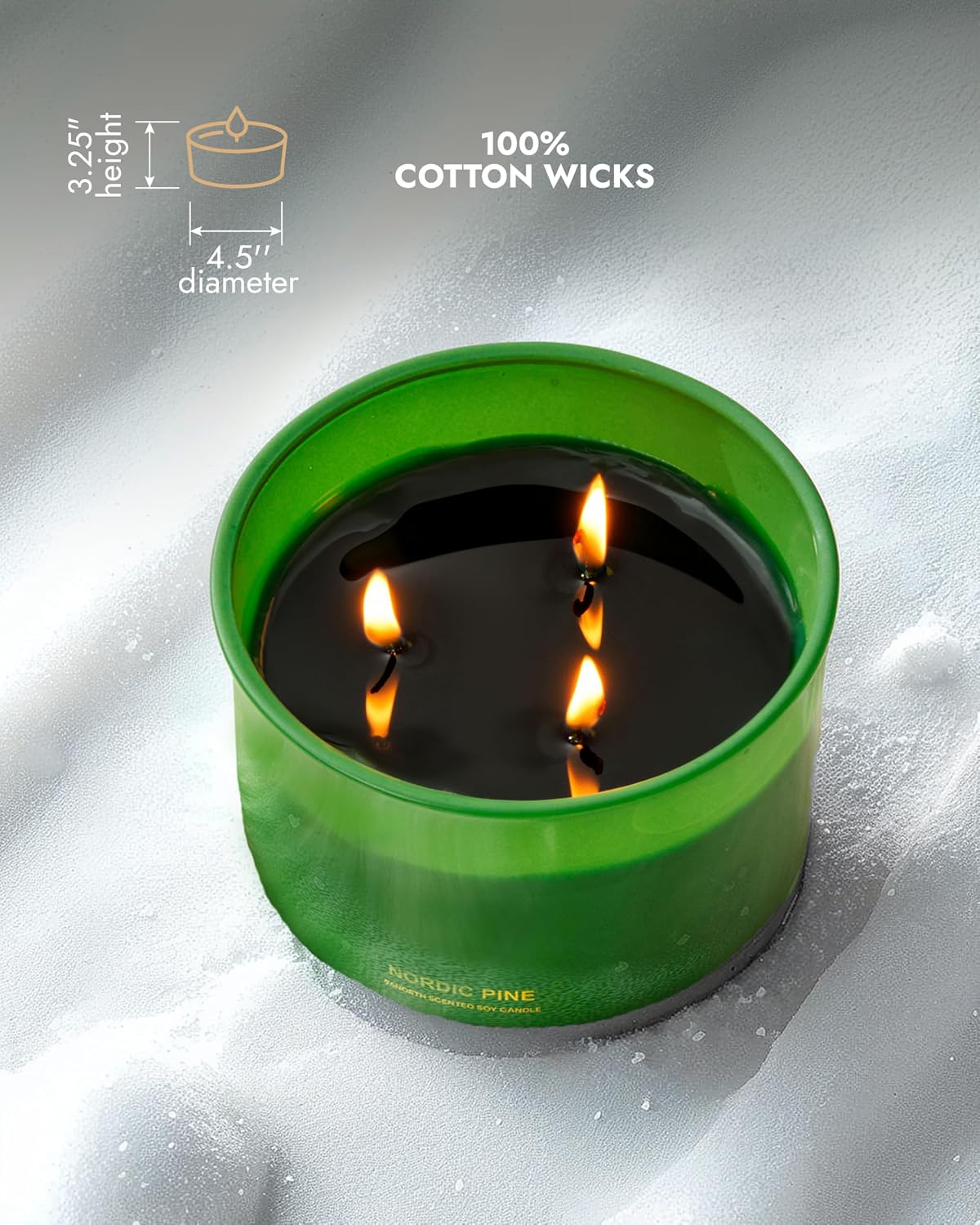 96NORTH Luxury Vanilla Soy Candles | Large 3 Wick Jar Candle | Up to 50 Hours Burning Time | 100% Natural Soy Wax | Relaxing Aromatherapy Aesthetic Candle | Housewarming Gift for Men and Women