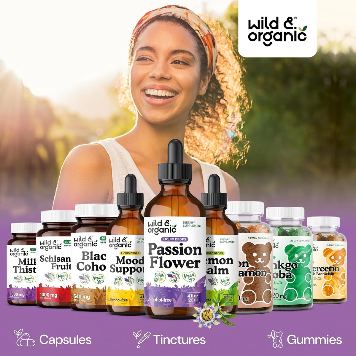Wild & Organic Passion Flower Tincture - Relaxation, Calmness Support - 4oz