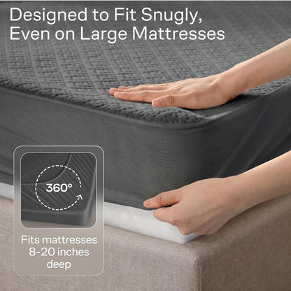 100% Waterproof Queen Mattress Protector - 360 Pad Protection Against Spills, Stains & Accidents for Parents & Pet Owners - Noiseless & Cooling Viscose Made from Bamboo (White)