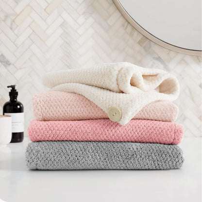 ROLSHOL Extra Large 4 Pack Microfiber Hair Towel Wrap for Women Super Absorbent & Quick Dry Hair Drying Towels with Button, Hair Turbans for Curly Hair Long & Short Hair - Anti-Frizz
