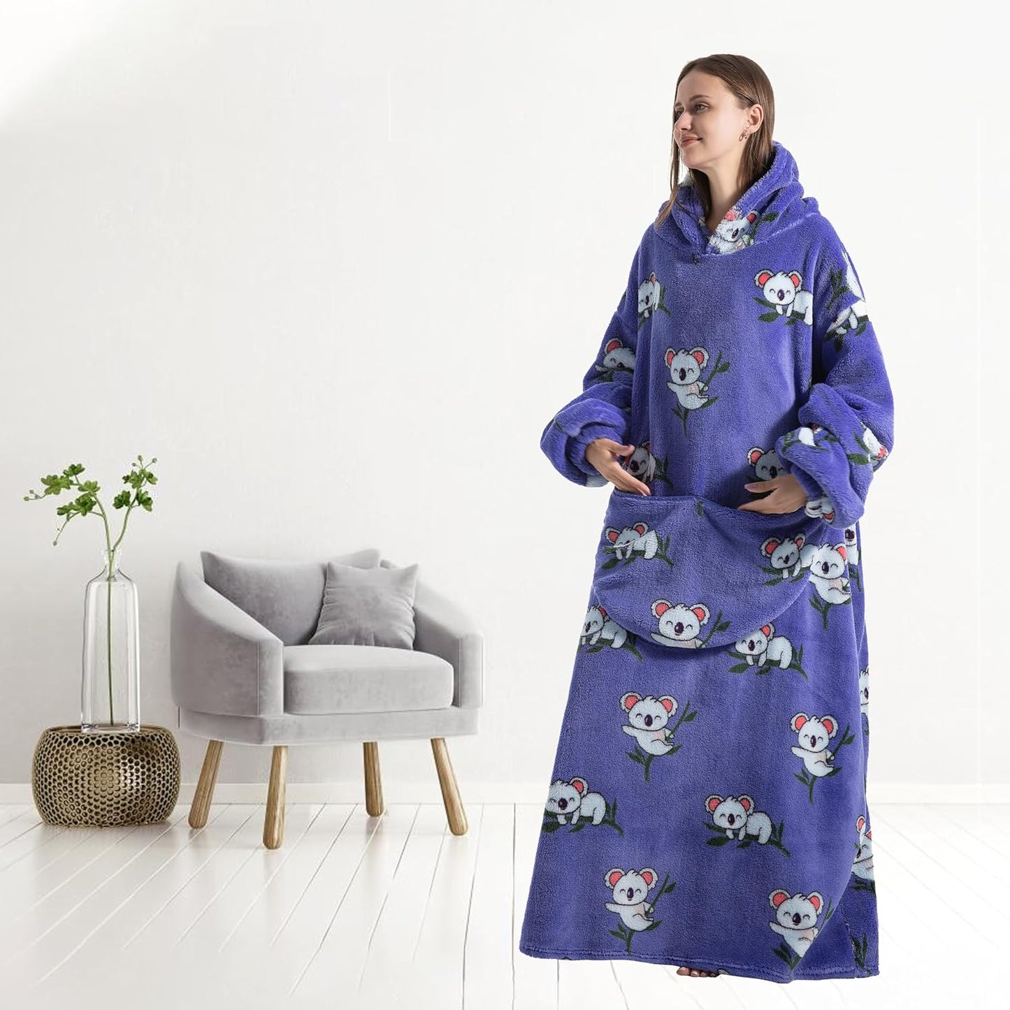 Capecage Blanket Hoodie, Long Hooded Blanket Sweatshirt as Birthday Gifts for Women Men, Long Wearable Blanket for Women Men.