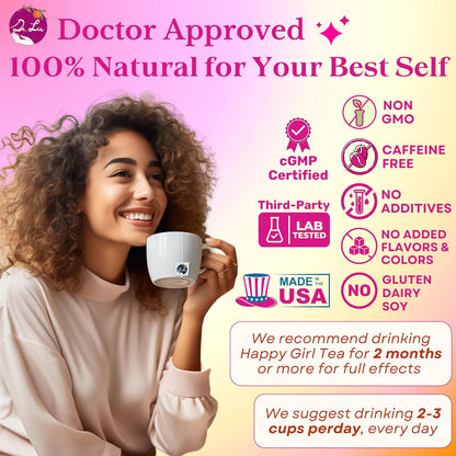 Dr. Lu's Happy Girl Tea | 100% Natural Herbal Tea for Hormone Balance, Menstrual, PMS, PCOS & Menopause | Antioxidant & Anti-Aging Rose Tea with Raspberry Leaf, Cranberries, Goji Berries & More