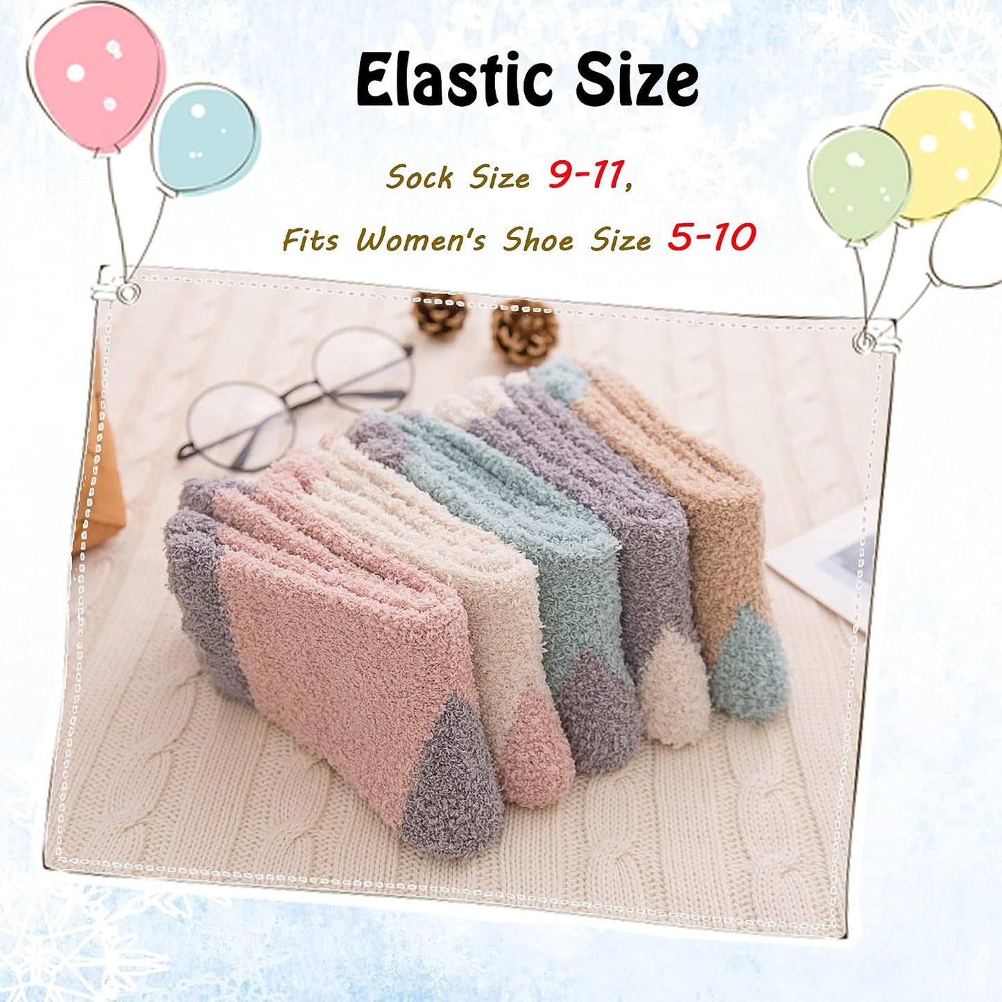 LANLEO 5/6 Pairs Womens Super Soft Fuzzy Plush Warm Winter Home Sleeping Slipper Socks