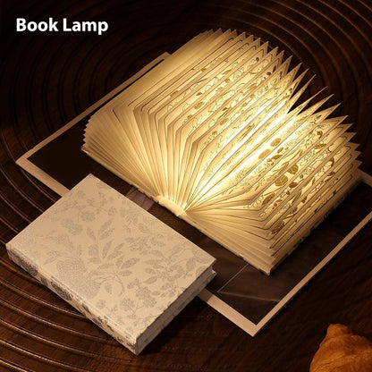Book Lover Gift, Folding Book Lamp Decor, Portable Print Book Light